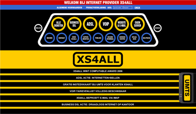 Website design for XS4ALL, the first webhost organisation, 1997 (?)